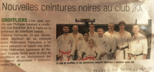 Nouvelles ceintures noires au club de Karaté JKA Groffliers